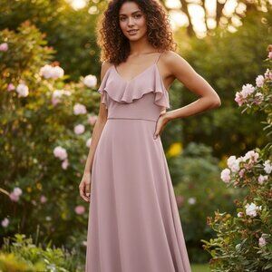 Jenny Yoo Mila Gown Woodrose Pink Chiffon Bridesmaid Dress Size 4 Convertible